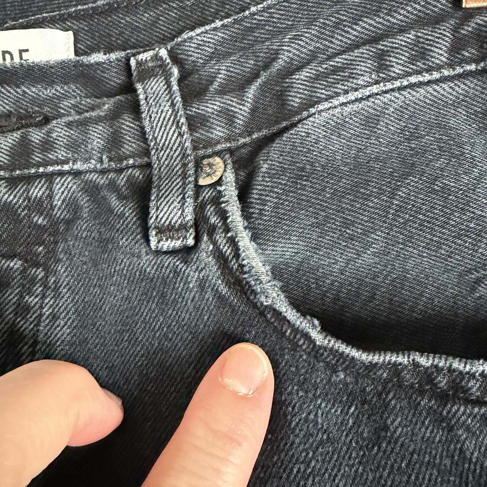 Agolde 90s Pinch Waist Jeans High Rise Straight SZ 28 (Fits 30") Buttonfly Black - Picture 9 of 15
